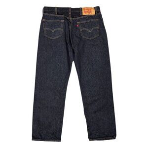 LEVIS 501 Black Denim Casual Button-Fly Straight Leg Pants Jeans Mens 38x32